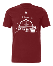 Red Barn Raisin’ Tour T-shirt with farm and star design.